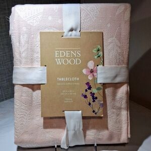 TABLECLOTH Oblong 60" x 84" Spring/Easter Peach/Pink w/white BRAND-NEW w/tags